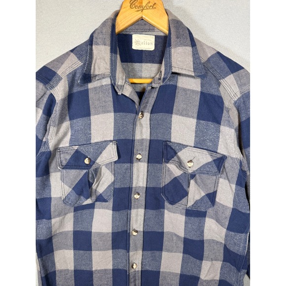 Melton Other - Vintage Melton Wintermaster Flannel Shirt Blue Gray Plaid Made in USA Mens L